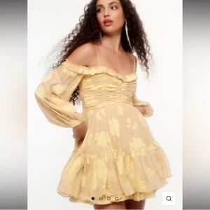 LoveShackFancy Zennia Mini Dress in Daisy Yellow
